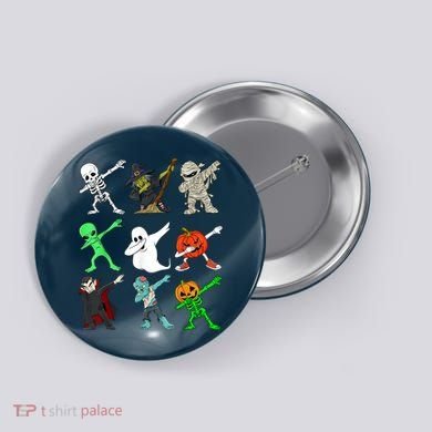 Halloween Dabbing Skeleton Witch And Monsters Button