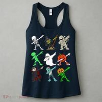 Halloween Dabbing Skeleton Witch And Monsters Women's Tank Top thumb 3
