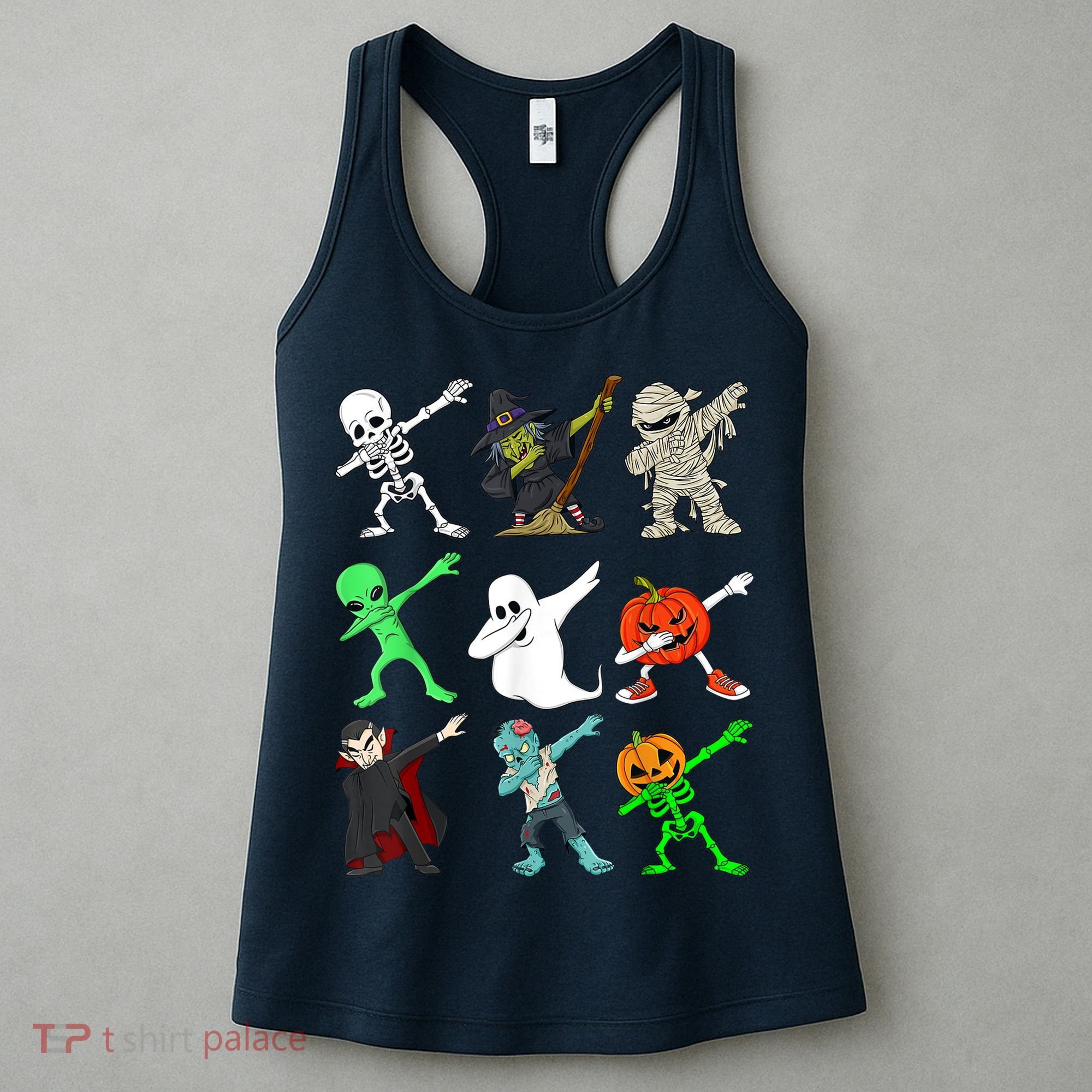 Halloween Dabbing Skeleton Witch And Monsters Women's Tank Top