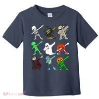 Halloween Dabbing Skeleton Witch And Monsters Toddler T-Shirt thumb 0