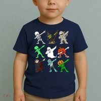 Halloween Dabbing Skeleton Witch And Monsters Toddler T-Shirt thumb 2