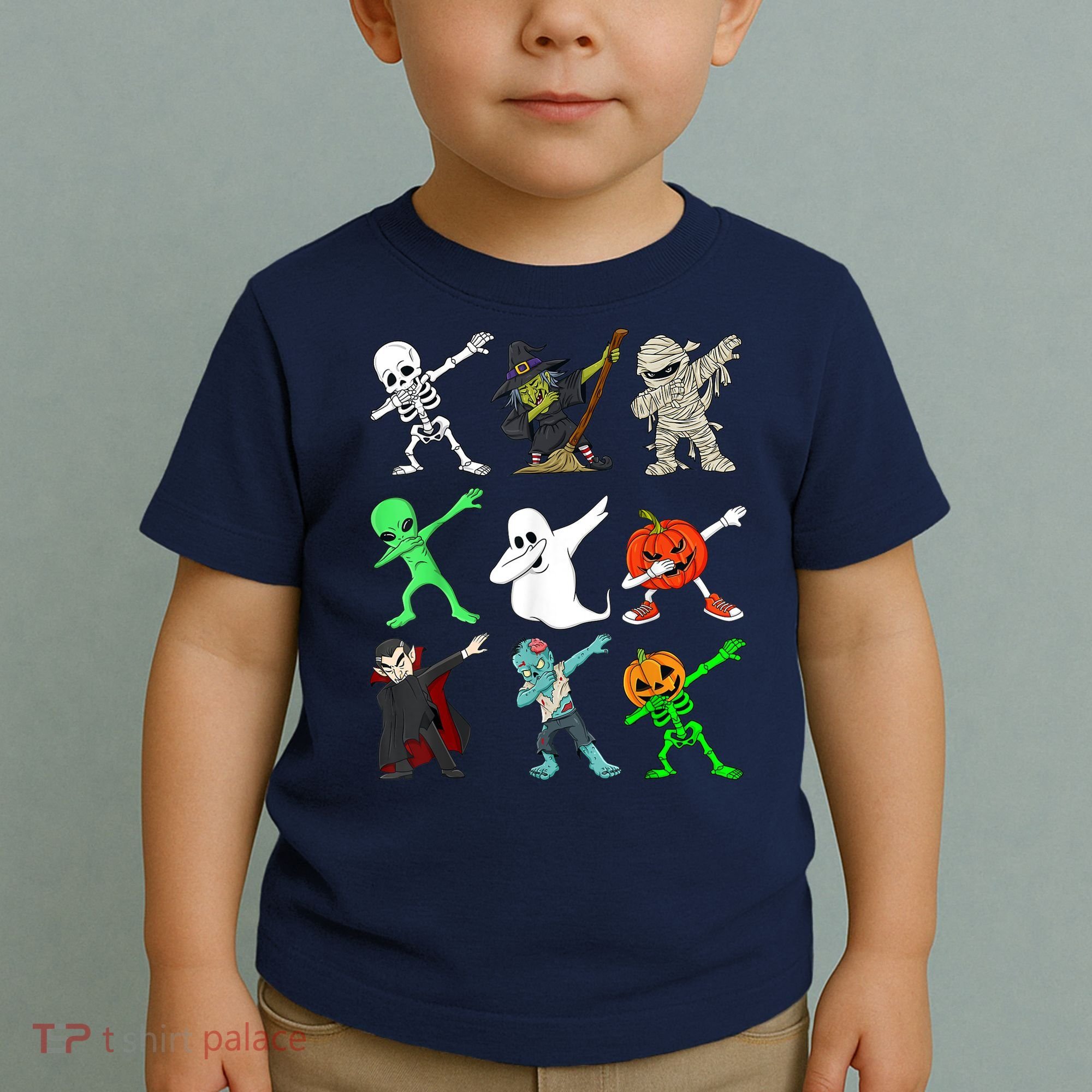 Halloween Dabbing Skeleton Witch And Monsters Toddler T-Shirt