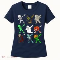 Halloween Dabbing Skeleton Witch And Monsters Women's T-Shirt thumb 0