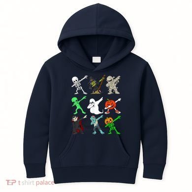 Halloween Dabbing Skeleton Witch And Monsters Kids Hoodie