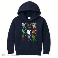 Halloween Dabbing Skeleton Witch And Monsters Kids Hoodie thumb 0