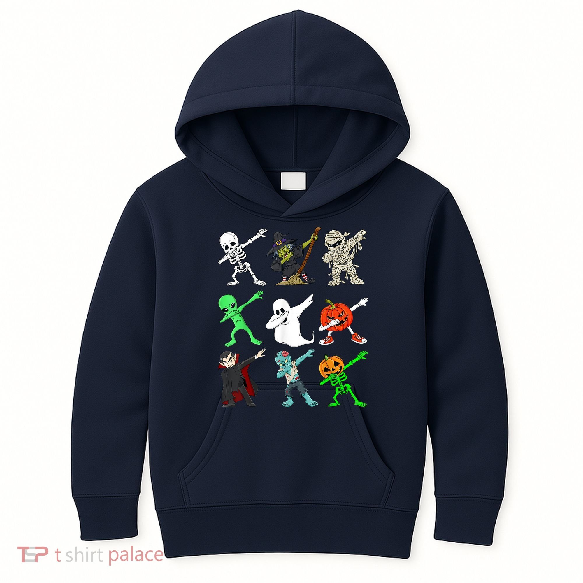 Halloween Dabbing Skeleton Witch And Monsters Kids Hoodie