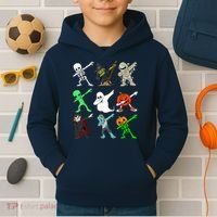 Halloween Dabbing Skeleton Witch And Monsters Kids Hoodie thumb 2