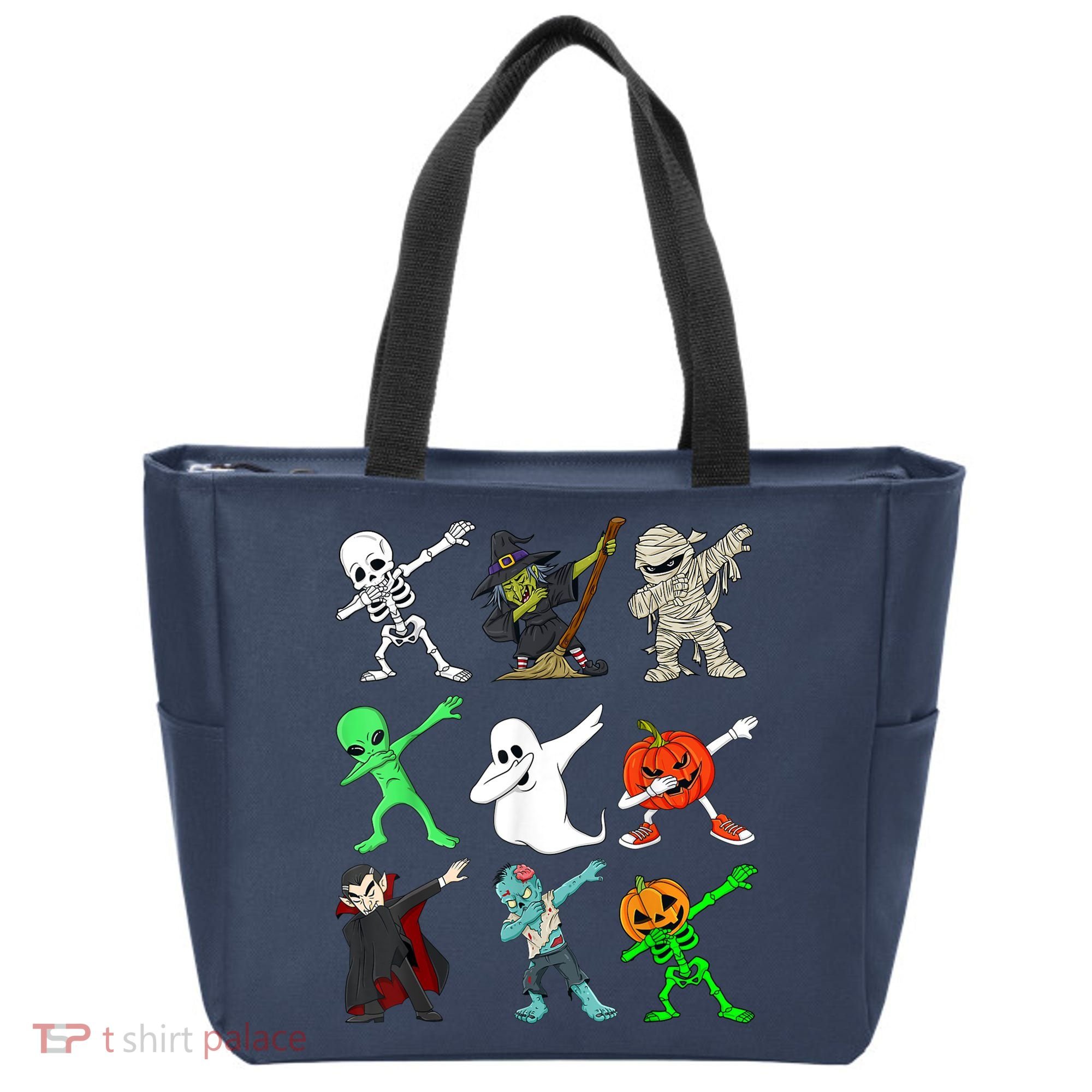 Halloween Dabbing Skeleton Witch And Monsters Tote Bag