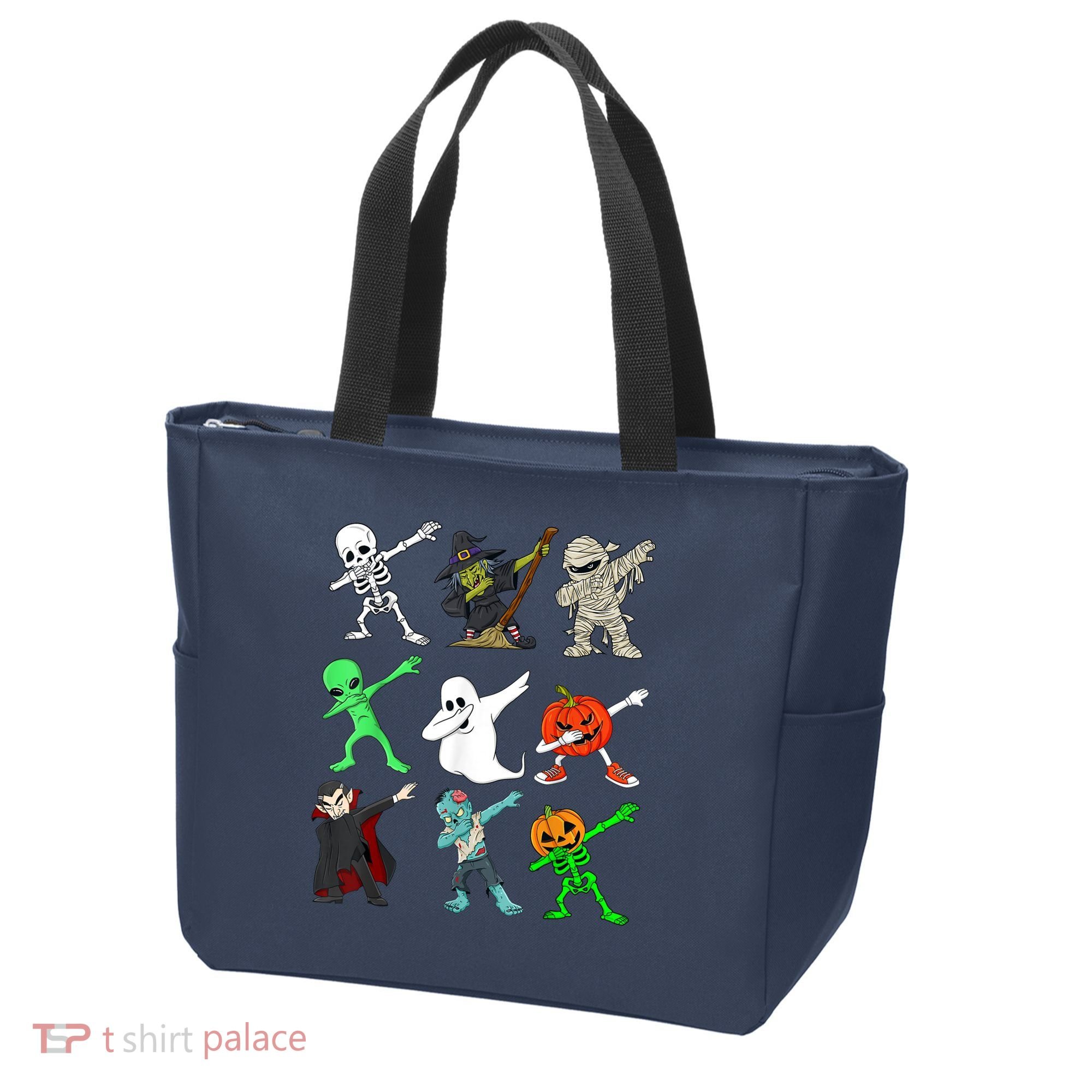 Halloween Dabbing Skeleton Witch And Monsters Tote Bag