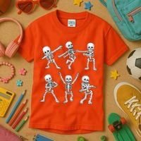Halloween Dancing Skeletons Dance Challenge Kids T-Shirt thumb 3