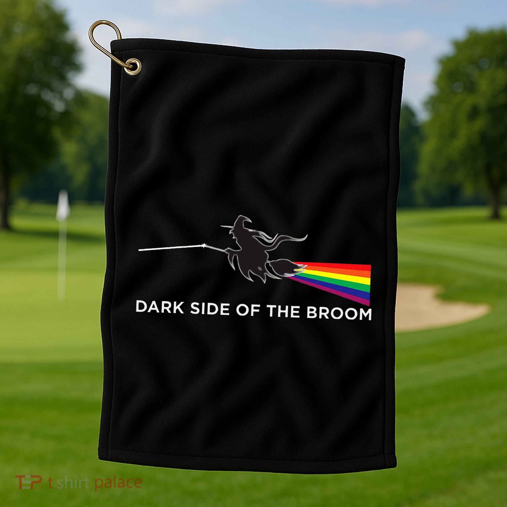Halloween Dark Side Of The Broom Classic Rock Witch Golf Towel