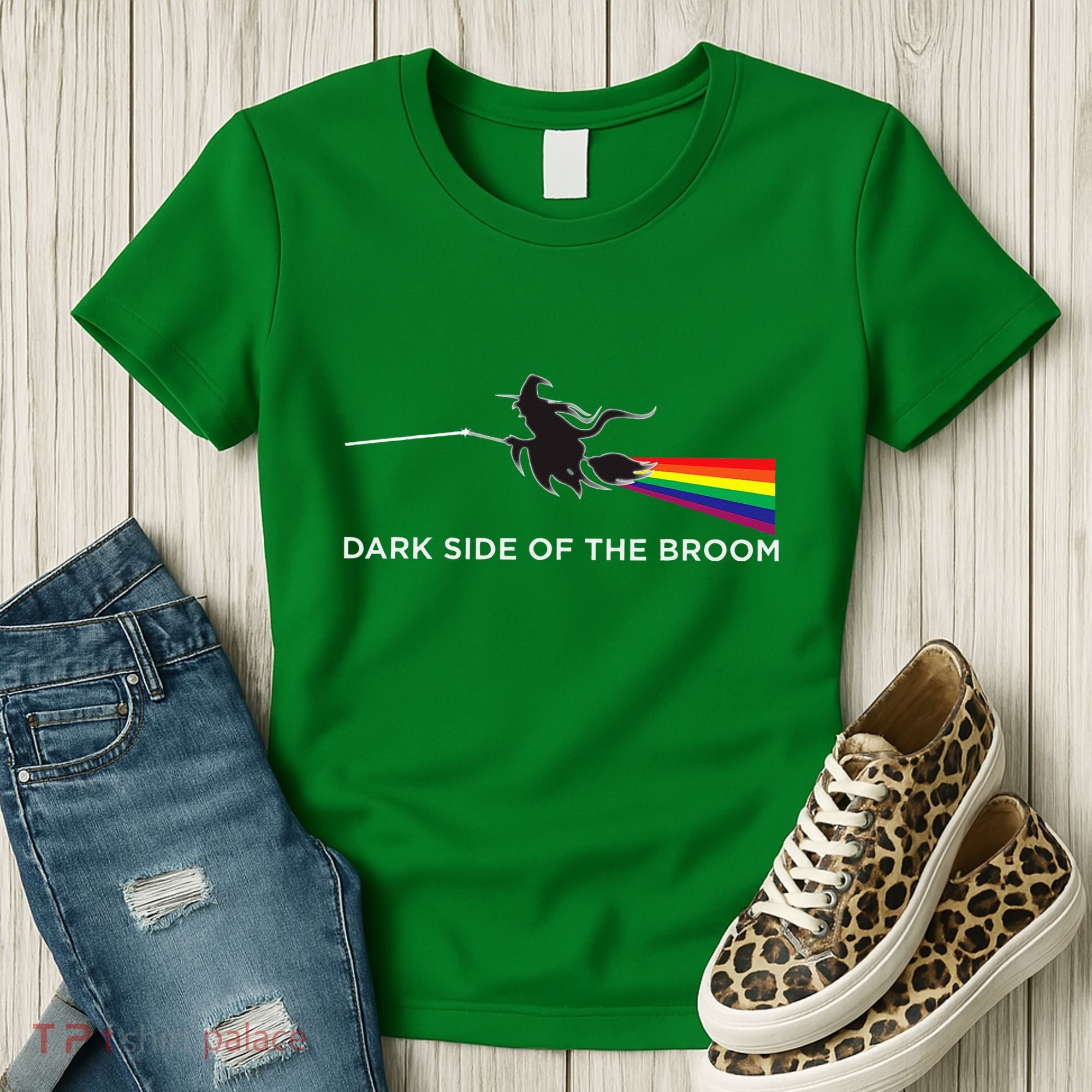 Halloween Dark Side Of The Broom Classic Rock Witch Women's T-Shirt