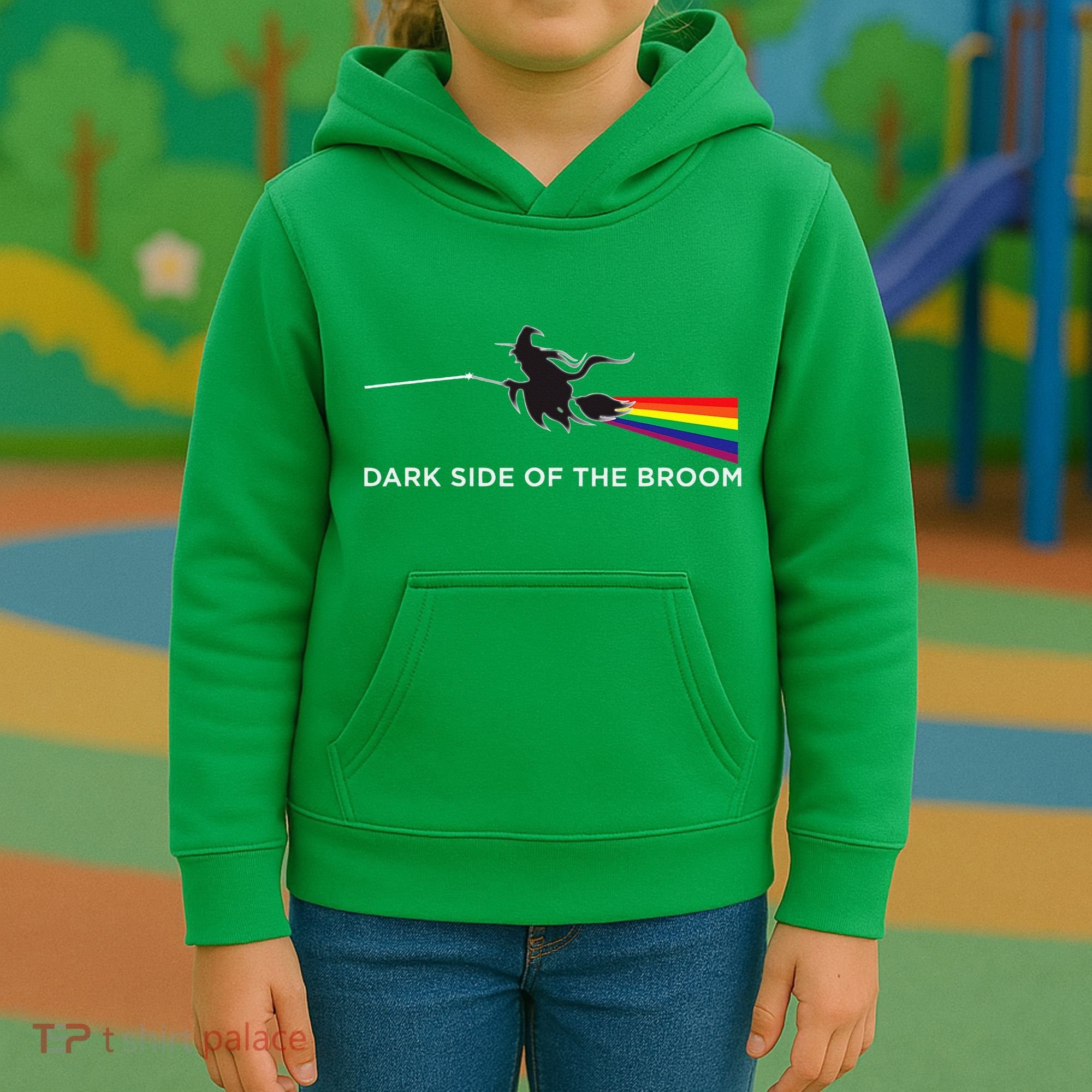 Halloween Dark Side Of The Broom Classic Rock Witch Kids Hoodie