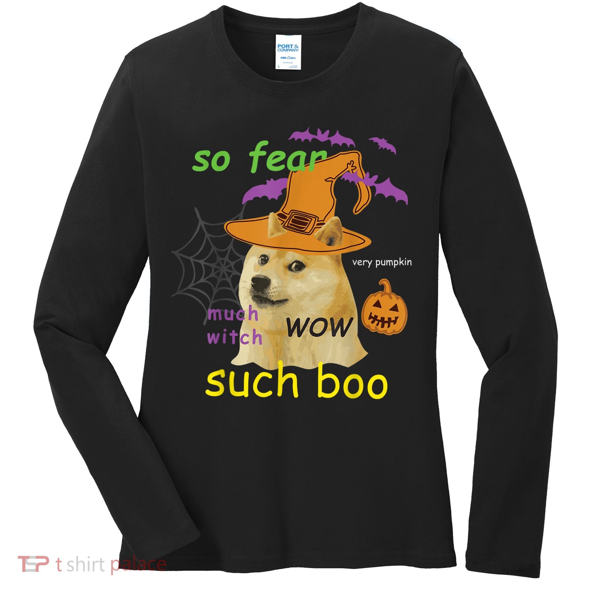 Halloween Doge Shirt Meme Costume Women's Long Sleeve Shirt
