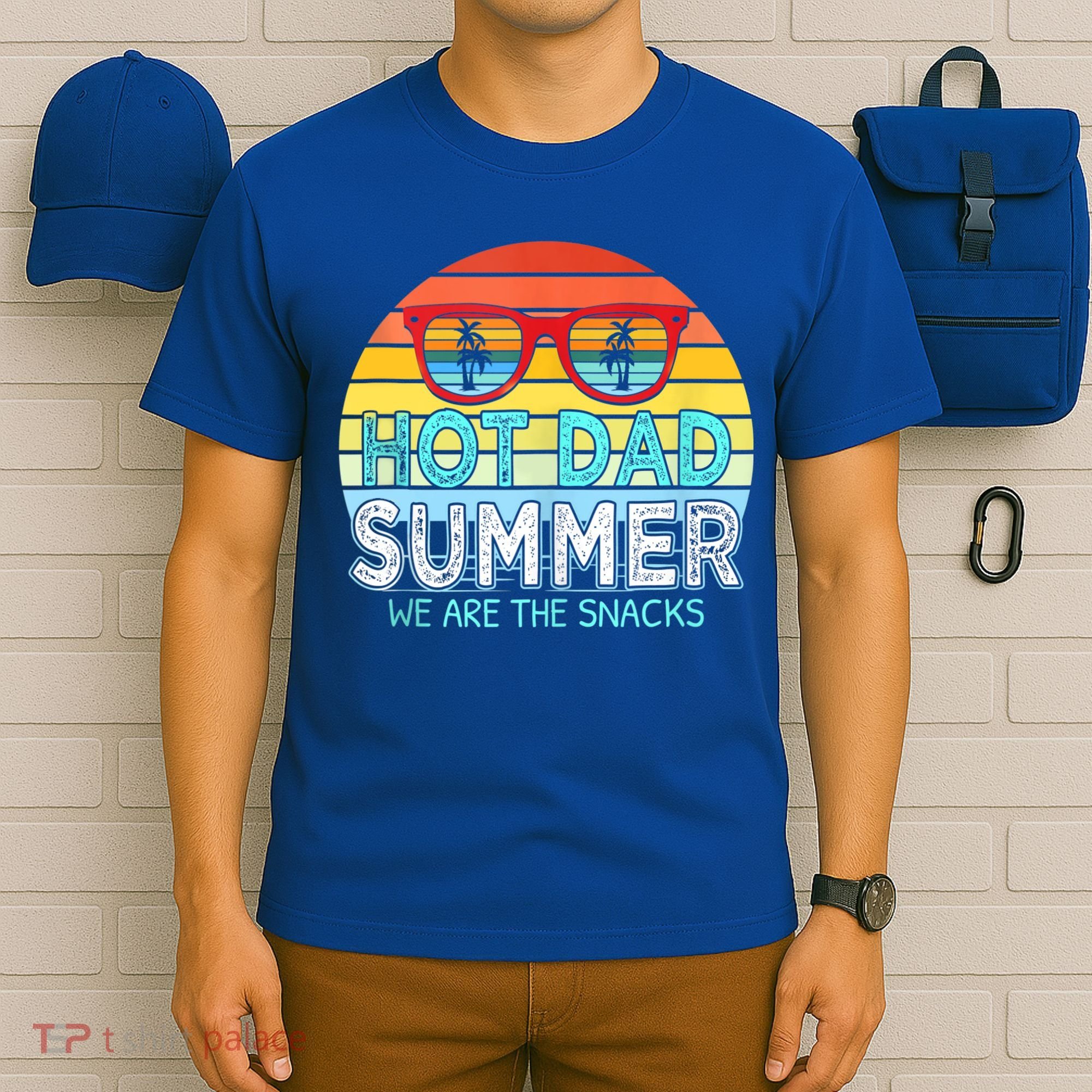 Hot Dad Summer Snacks With Chill Sunglass Vintage Apparel T-Shirt