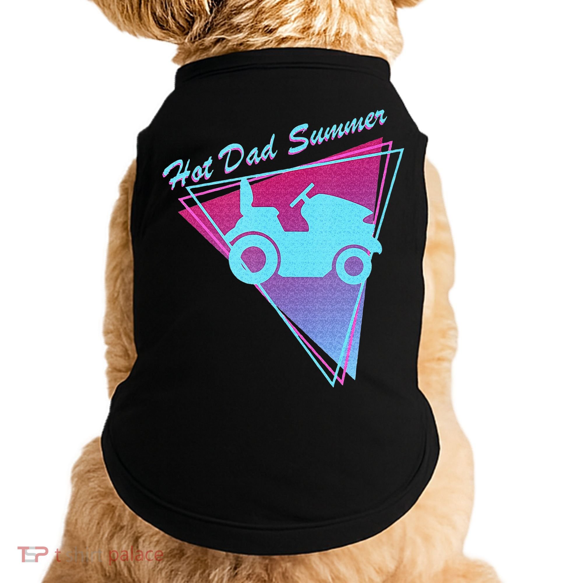 Hot Dad Summer Funny 80s Retro Riding Lawn Mower Doggie Tank