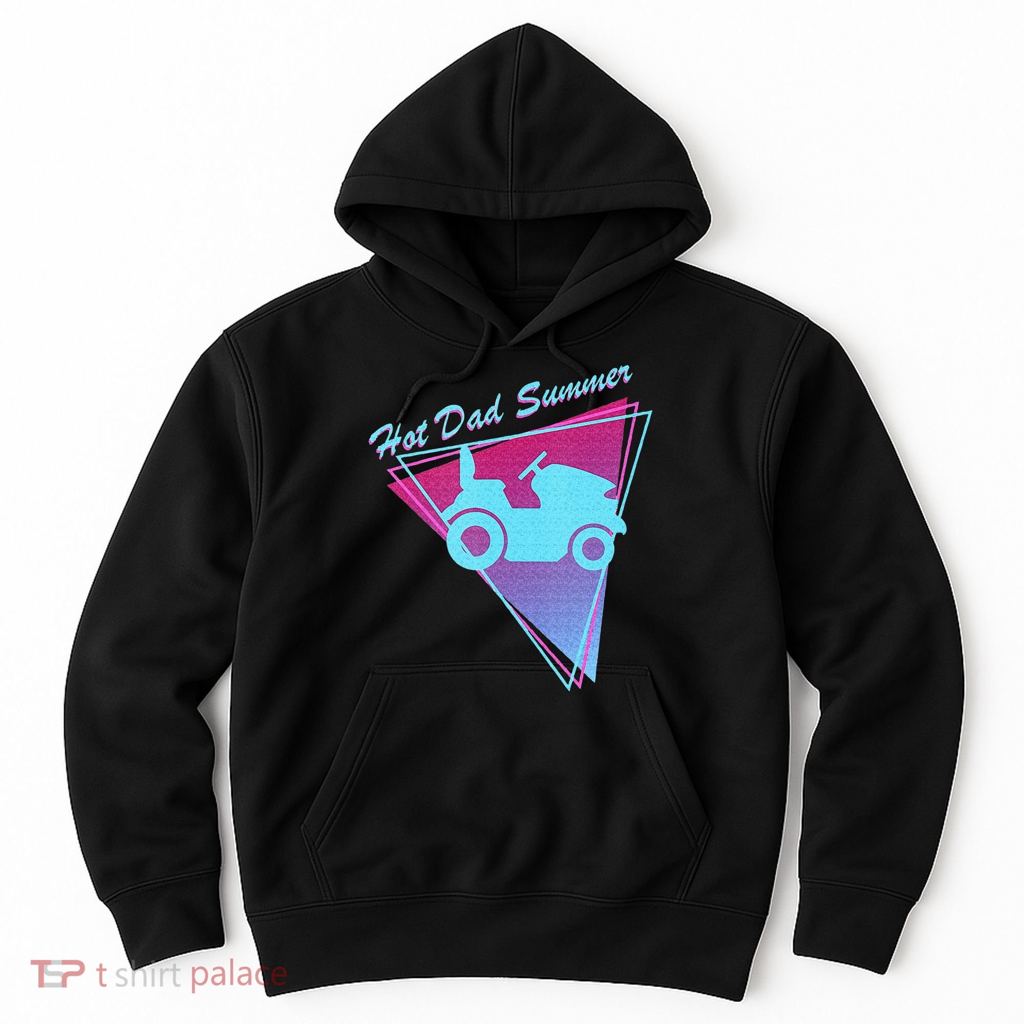 Hot Dad Summer Funny 80s Retro Riding Lawn Mower Hoodie
