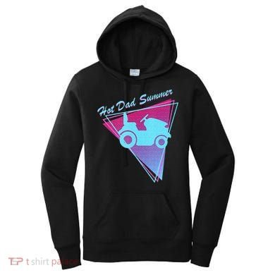 Hot Dad Summer Funny 80s Retro Riding Lawn Mower Women's Hoodie