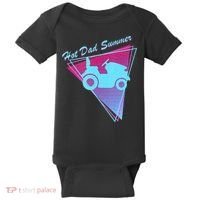 Hot Dad Summer Funny 80s Retro Riding Lawn Mower Baby Bodysuit thumb 0