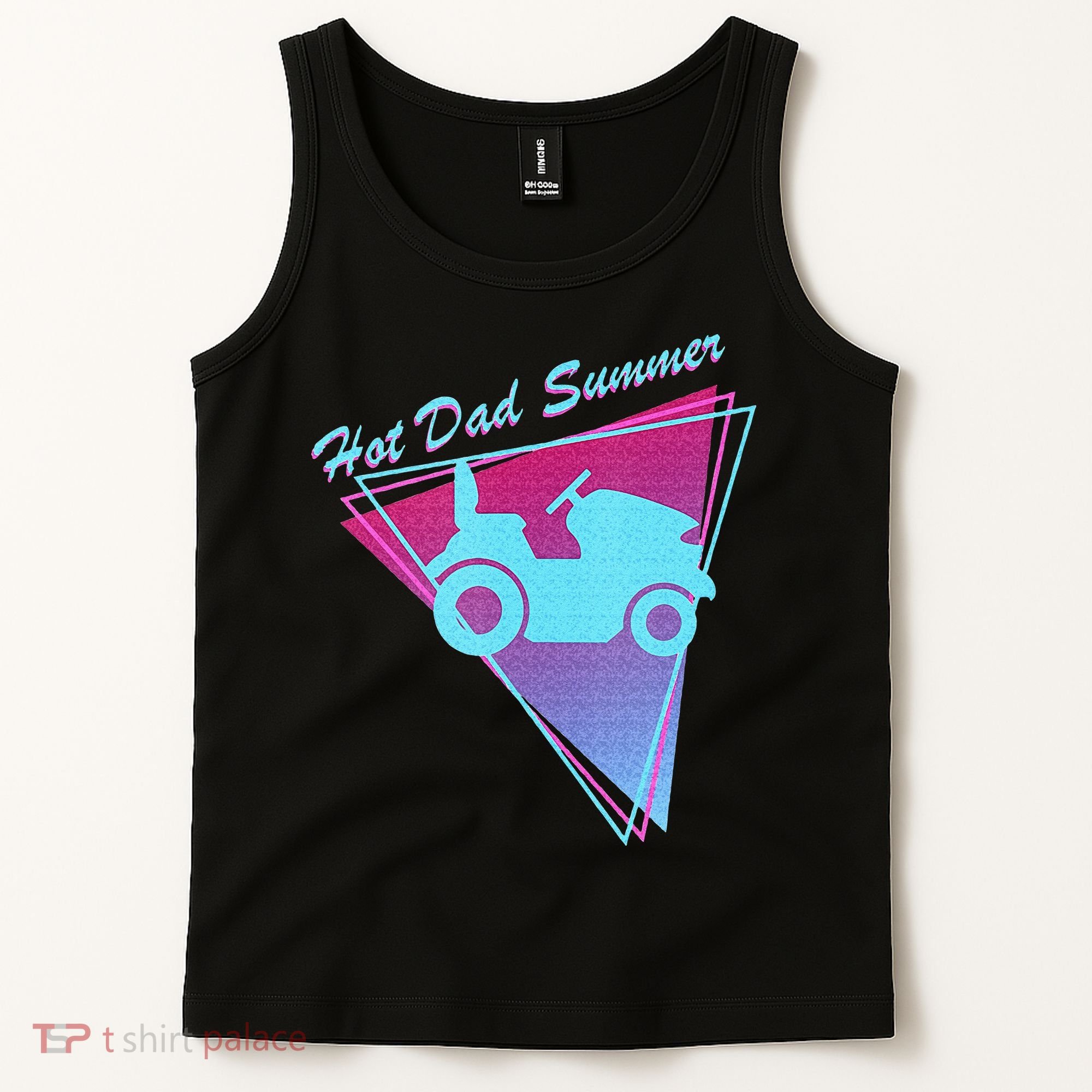 Hot Dad Summer Funny 80s Retro Riding Lawn Mower Tank Top