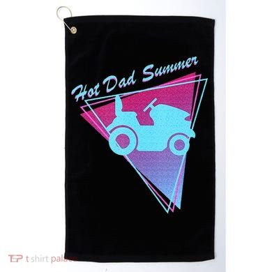 Hot Dad Summer Funny 80s Retro Riding Lawn Mower Golf Towel