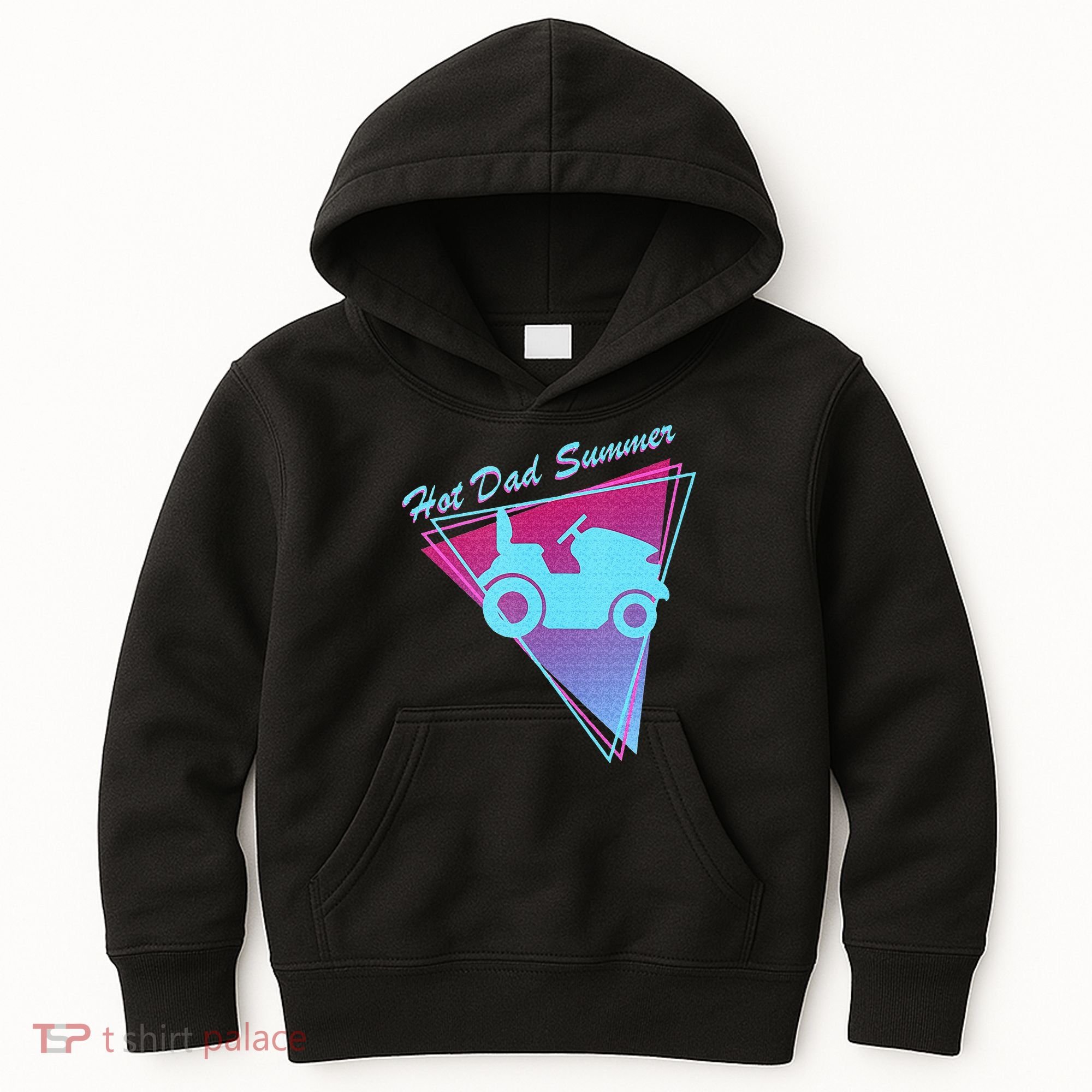 Hot Dad Summer Funny 80s Retro Riding Lawn Mower Kids Hoodie