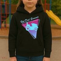 Hot Dad Summer Funny 80s Retro Riding Lawn Mower Kids Hoodie thumb 3