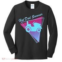 Hot Dad Summer Funny 80s Retro Riding Lawn Mower Kids Long Sleeve Shirt thumb 0