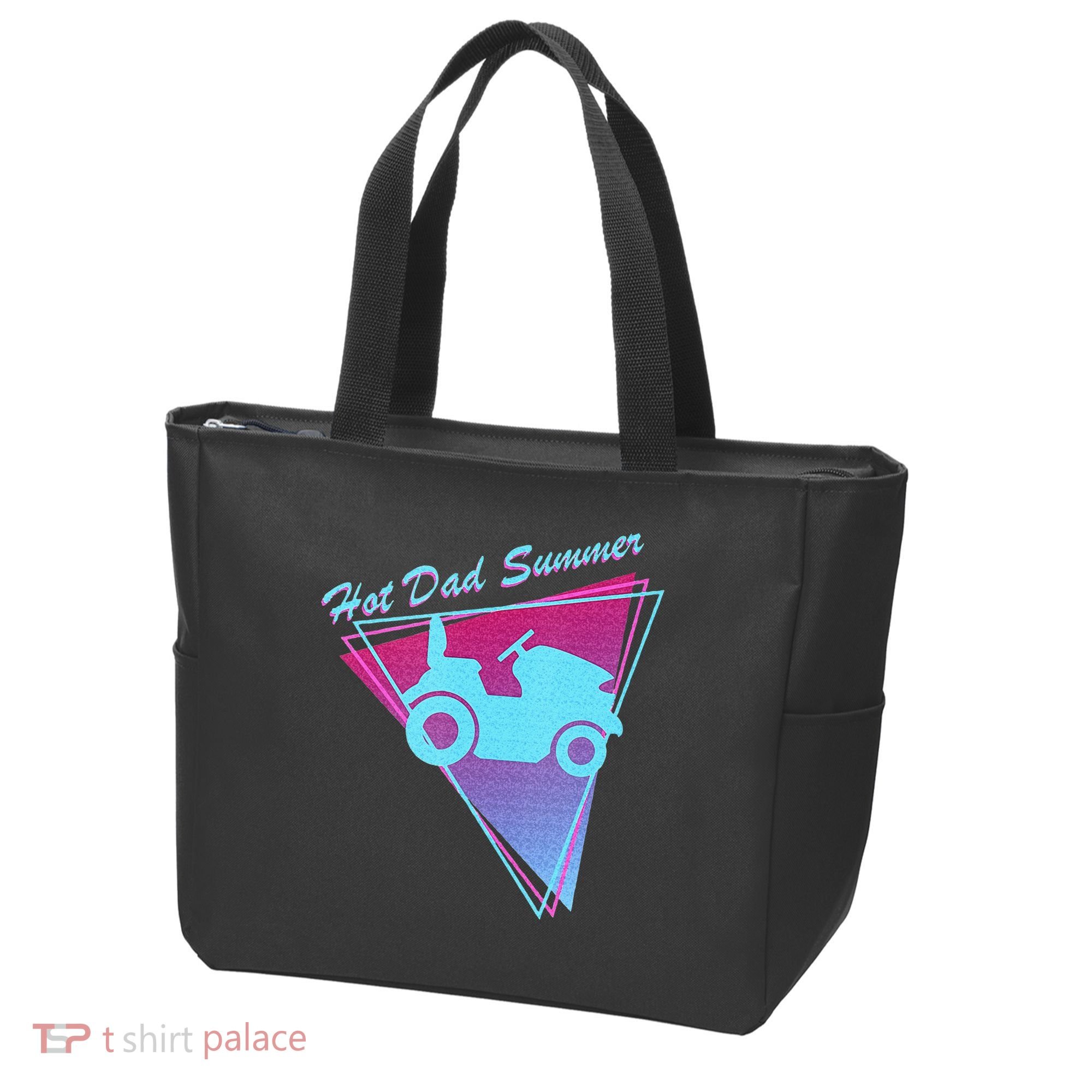 Hot Dad Summer Funny 80s Retro Riding Lawn Mower Tote Bag