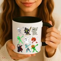 Halloween Dabbing Skeleton Witch And Monsters Coffee Mug thumb 3