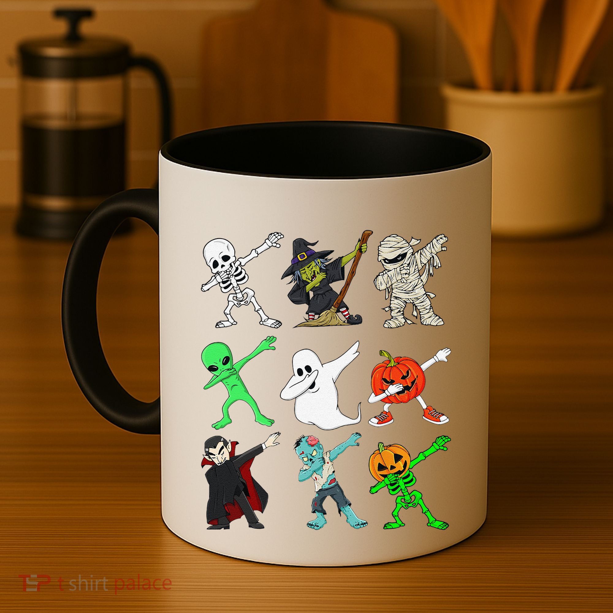 Halloween Dabbing Skeleton Witch And Monsters Coffee Mug