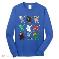 Halloween Dabbing Skeleton Witch And Monsters Long Sleeve Shirt thumb 0