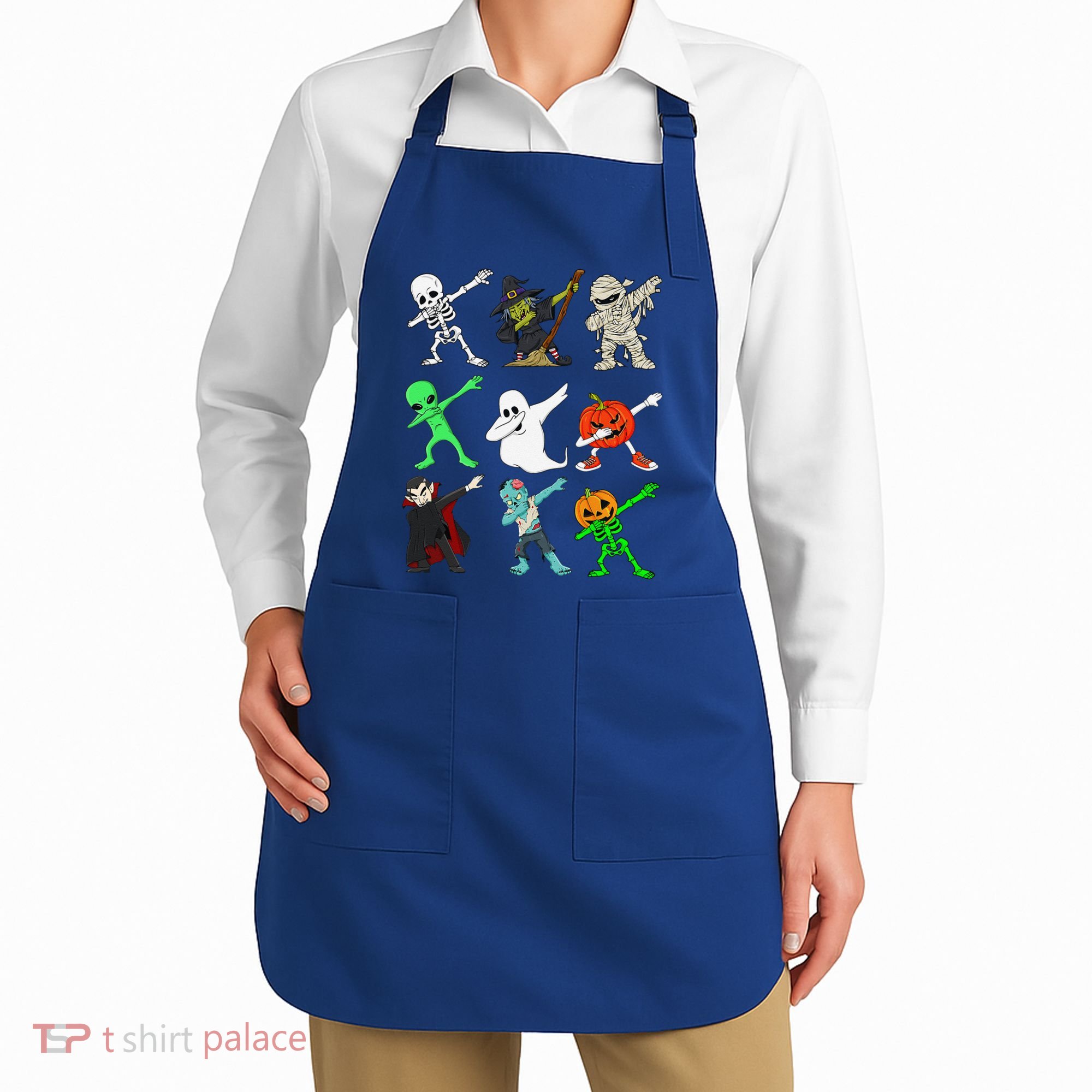 Halloween Dabbing Skeleton Witch And Monsters Apron