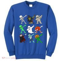 Halloween Dabbing Skeleton Witch And Monsters Sweatshirt thumb 0