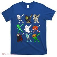 Halloween Dabbing Skeleton Witch And Monsters T-Shirt thumb 0