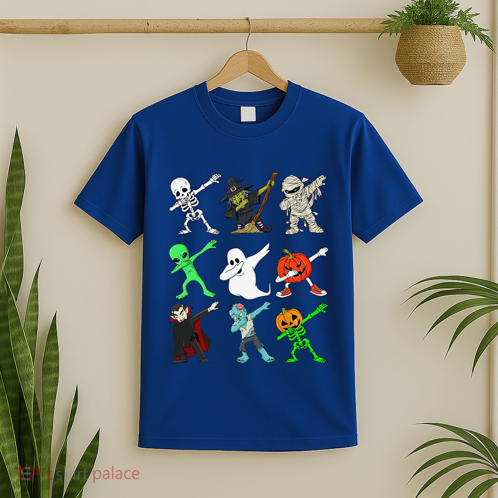 Halloween Dabbing Skeleton Witch And Monsters T-Shirt