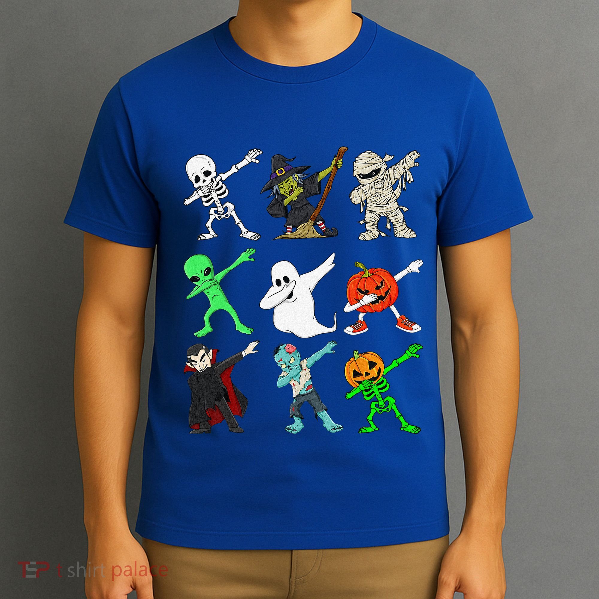 Halloween Dabbing Skeleton Witch And Monsters T-Shirt