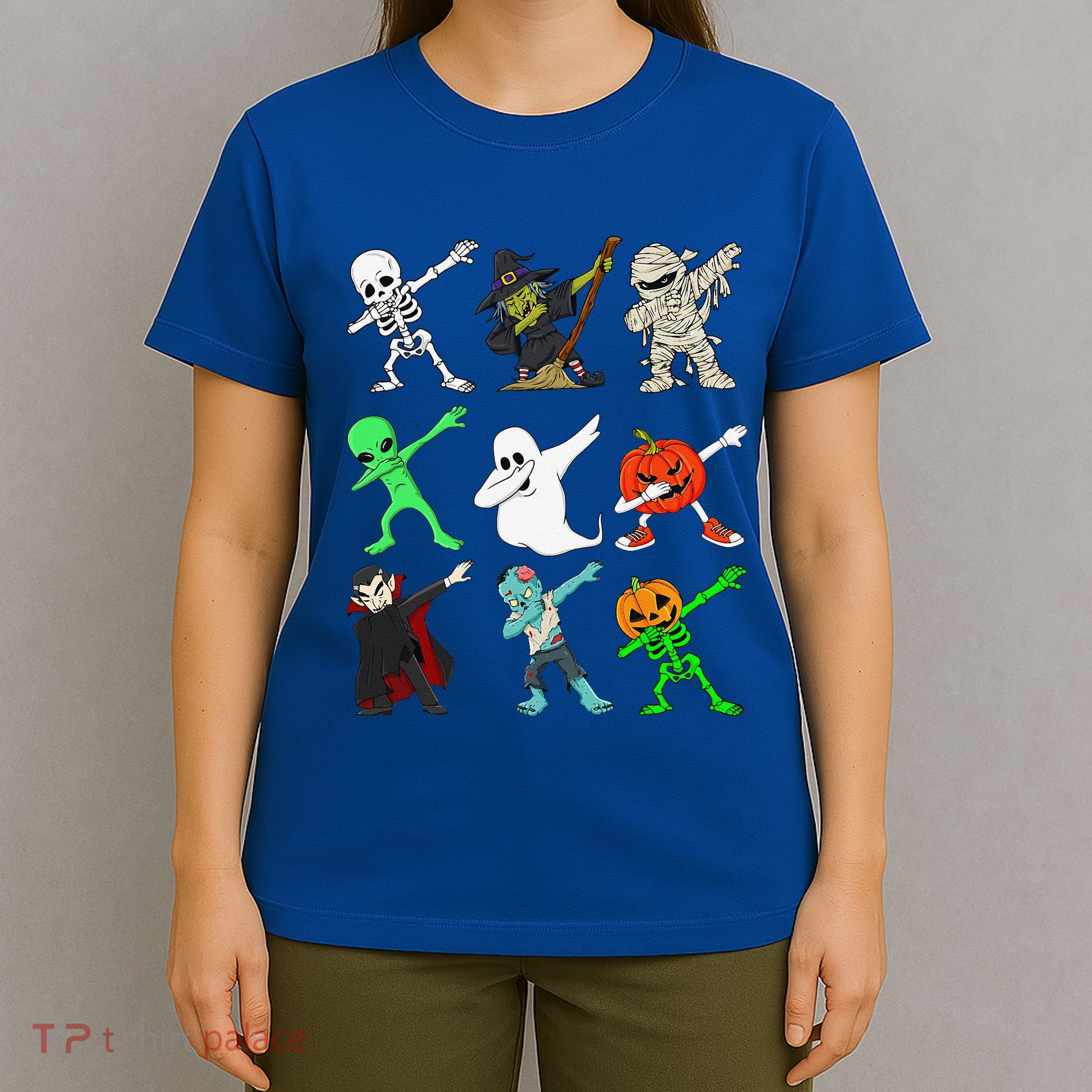 Halloween Dabbing Skeleton Witch And Monsters T-Shirt
