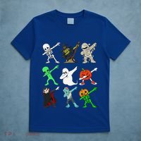 Halloween Dabbing Skeleton Witch And Monsters T-Shirt thumb 5