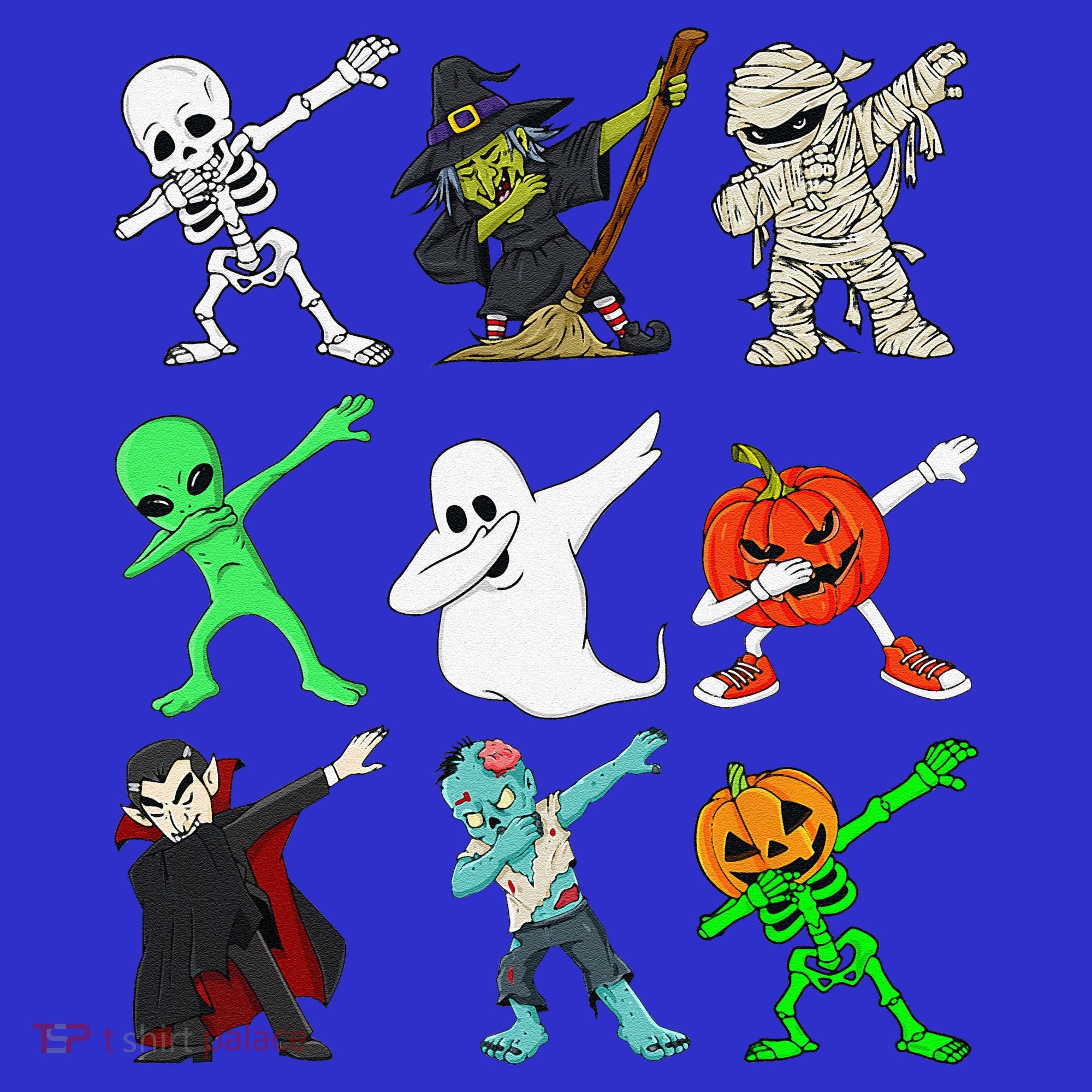 Halloween Dabbing Skeleton Witch And Monsters Coaster