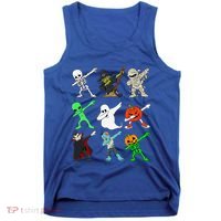 Halloween Dabbing Skeleton Witch And Monsters Tank Top thumb 0