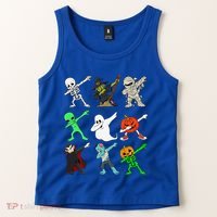 Halloween Dabbing Skeleton Witch And Monsters Tank Top thumb 2