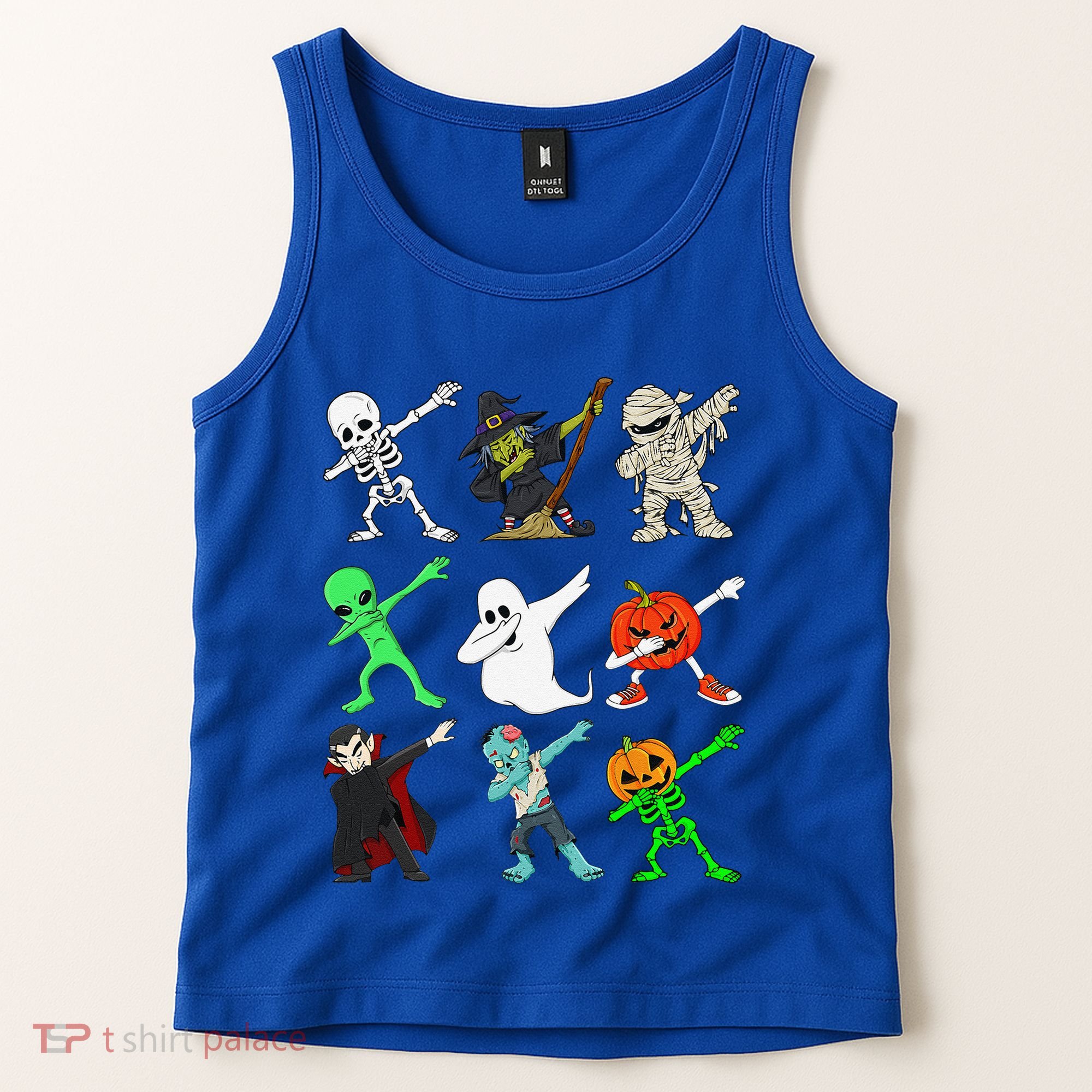 Halloween Dabbing Skeleton Witch And Monsters Tank Top