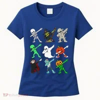 Halloween Dabbing Skeleton Witch And Monsters Women's T-Shirt thumb 0