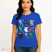 Halloween Dabbing Skeleton Witch And Monsters Women's T-Shirt thumb 4