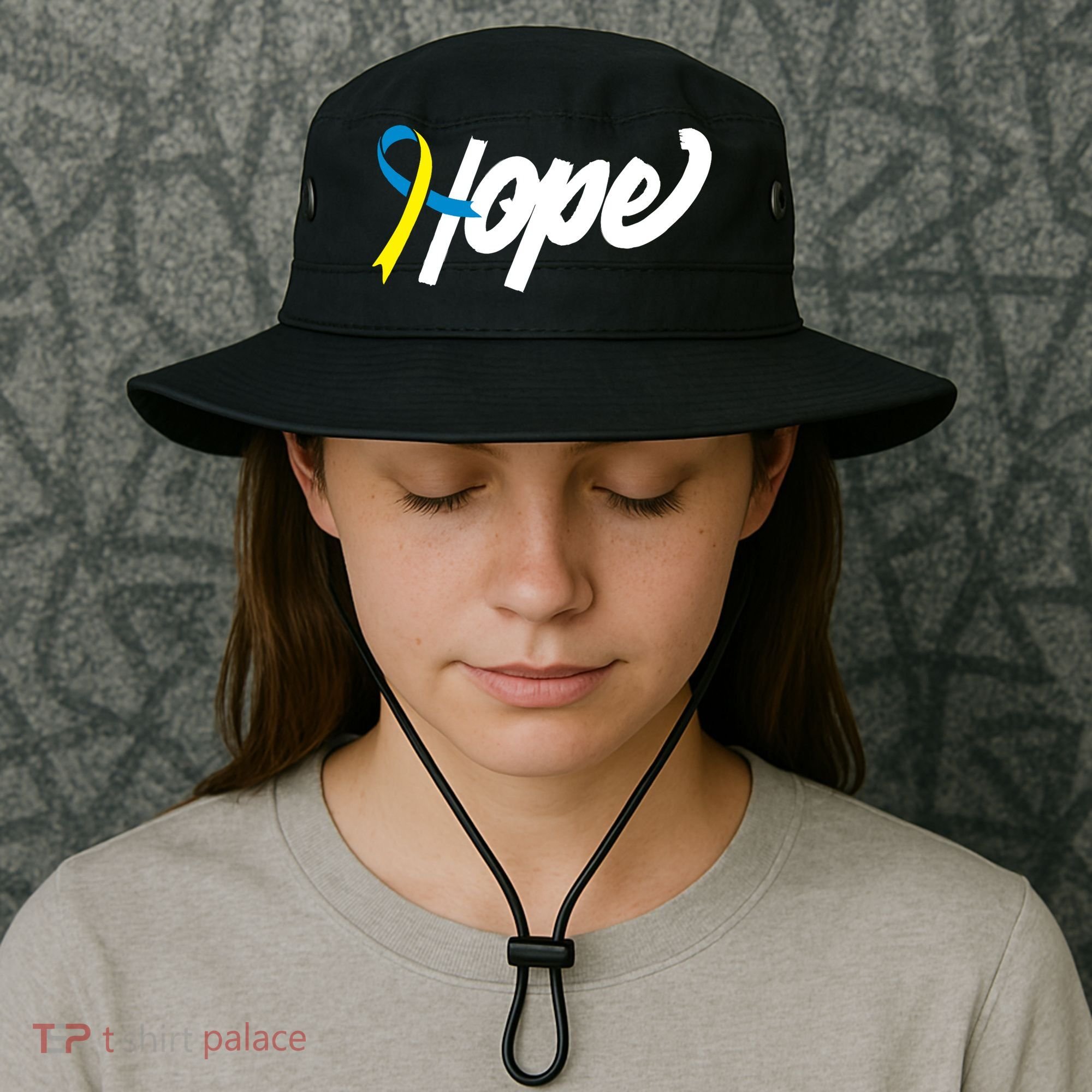 Hope Down Syndrome Awareness Ribbon Bucket Hat