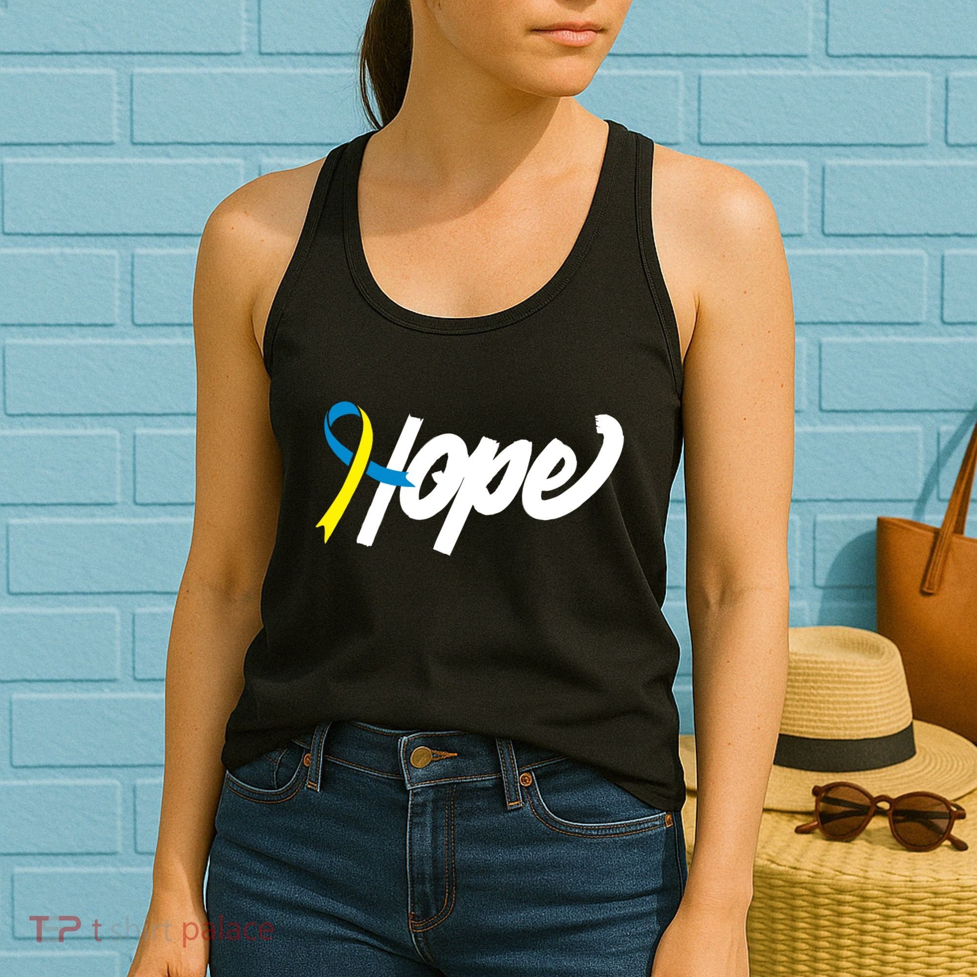 Hope Down Syndrome Awareness Ribbon Women's Tank Top