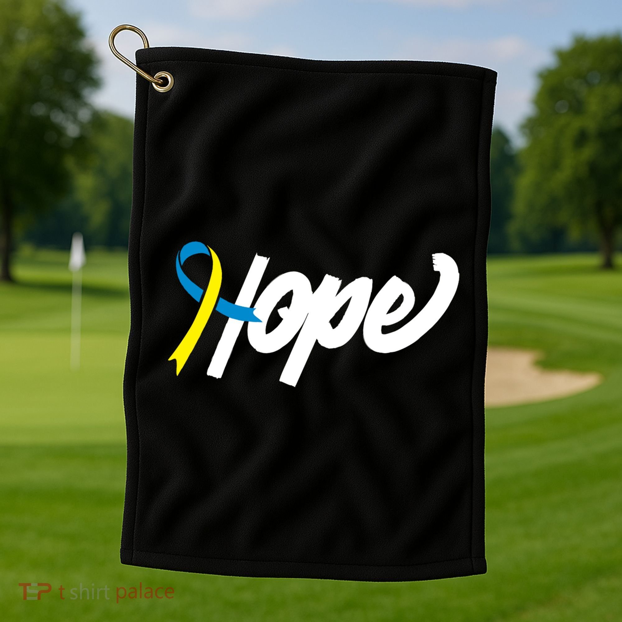 Hope Down Syndrome Awareness Ribbon Golf Towel