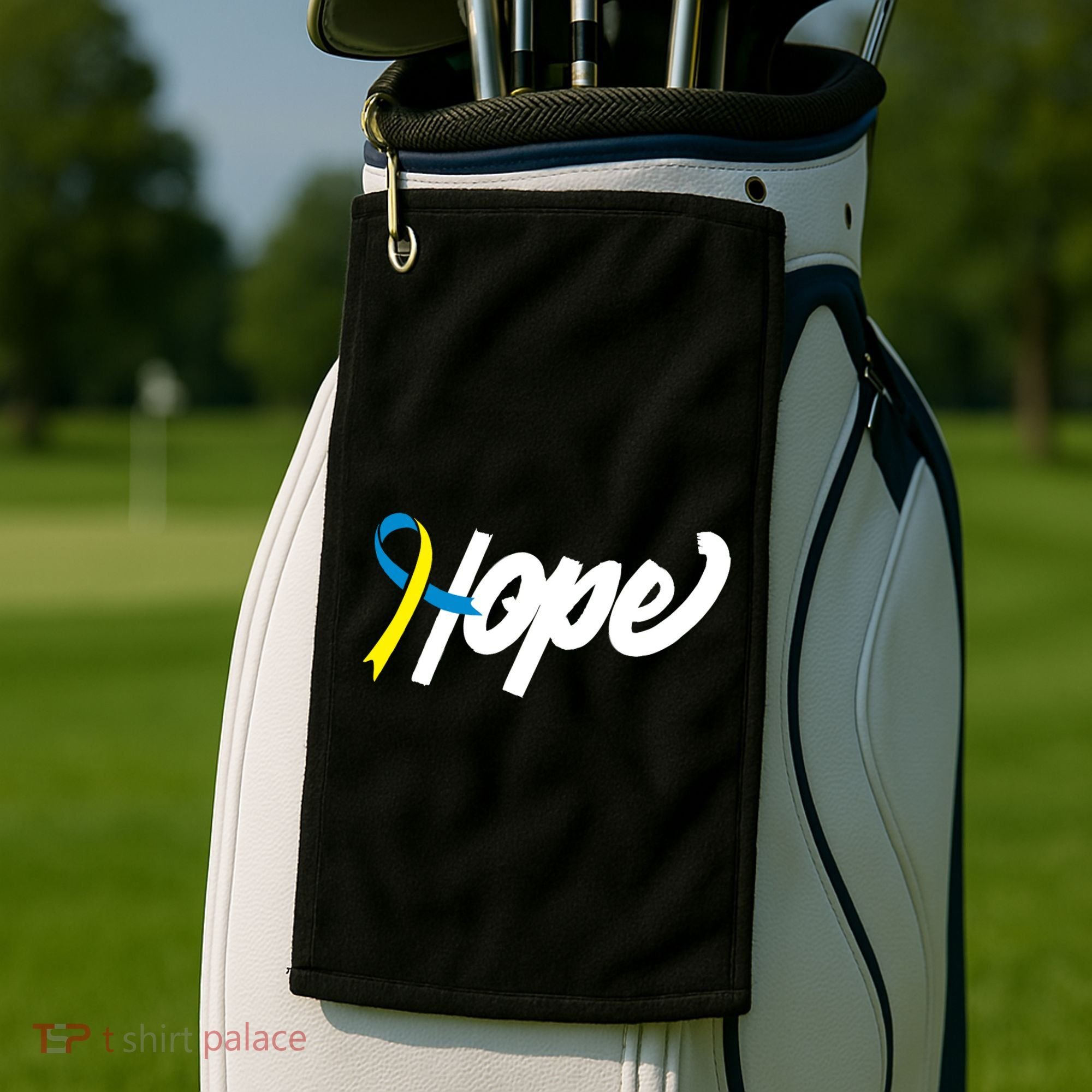 Hope Down Syndrome Awareness Ribbon Golf Towel