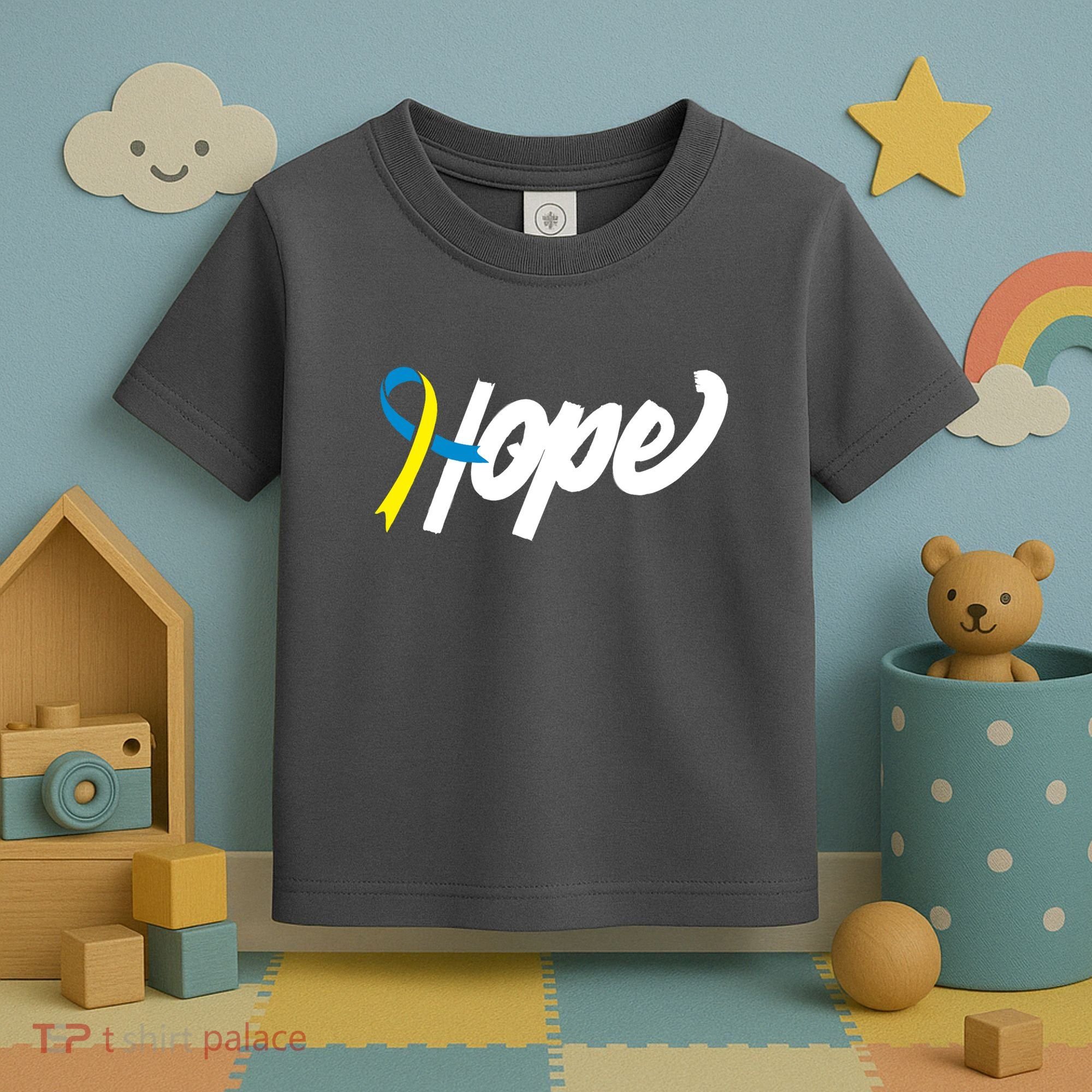 Hope Down Syndrome Awareness Ribbon Toddler T-Shirt